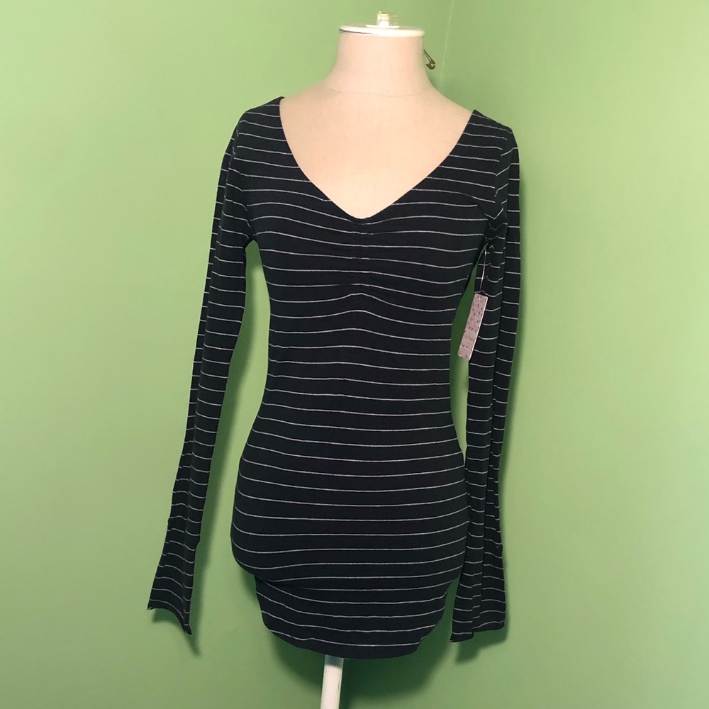 Free People Striped Long Sleeve Shirt